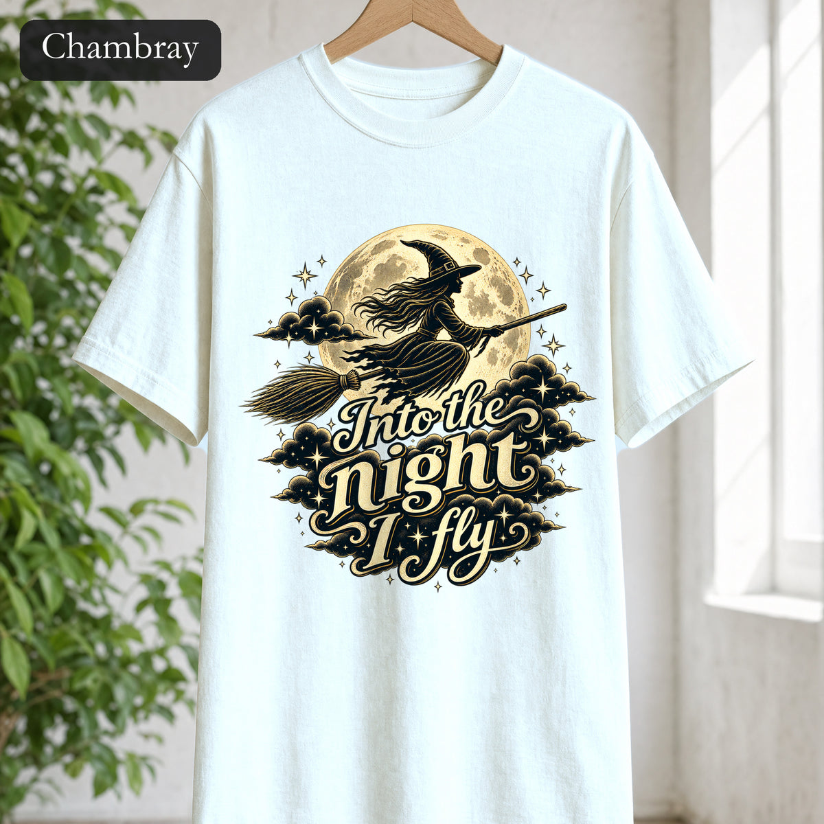 Witch Moon Shirt, Into the Night I Fly, Magical Halloween Tee, Witchy Aesthetic Gift