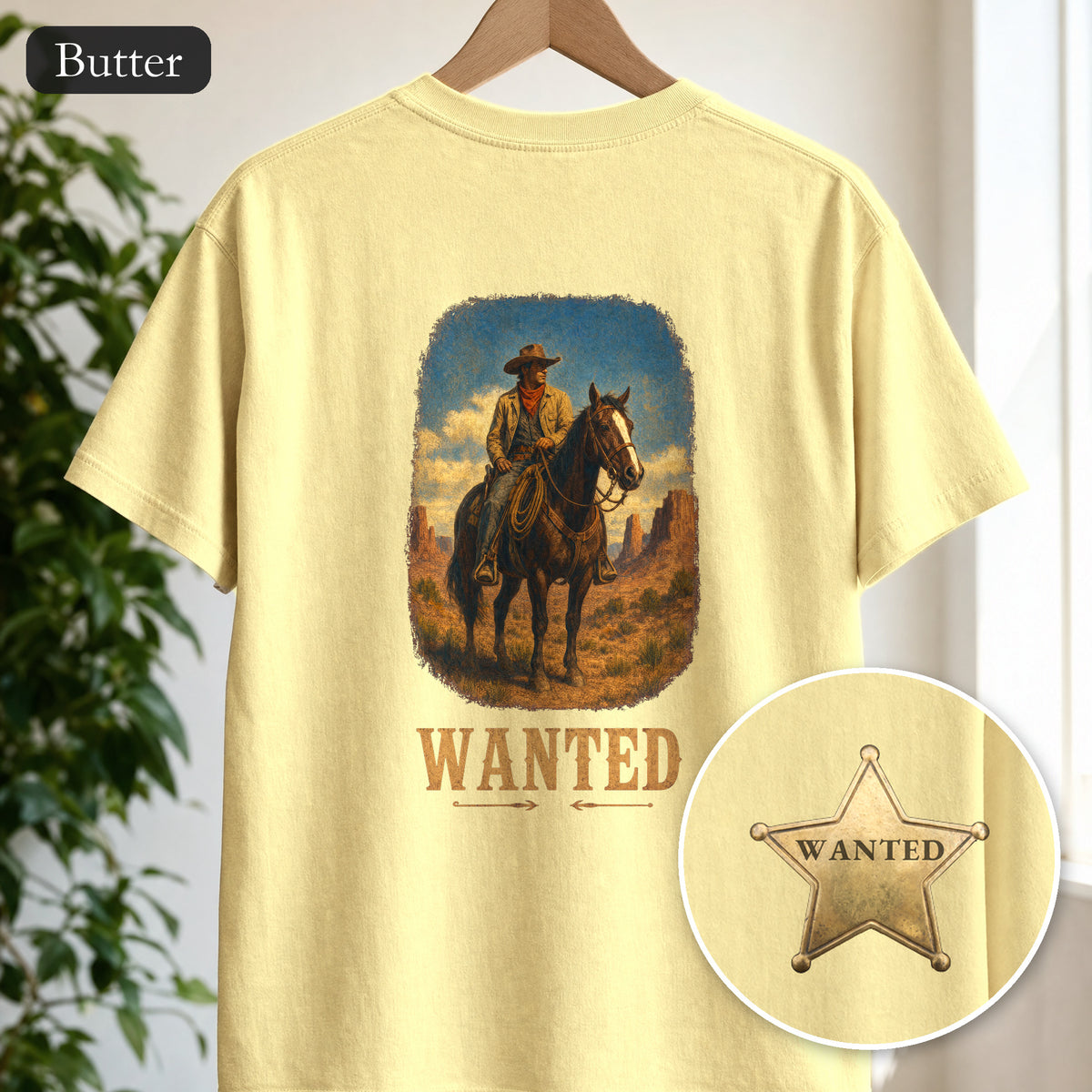 Wanted Cowboy Shirt, Vintage Western Wanted Poster Tee, Desert Outlaw Tee, Sheriff Star Cowboy Gift