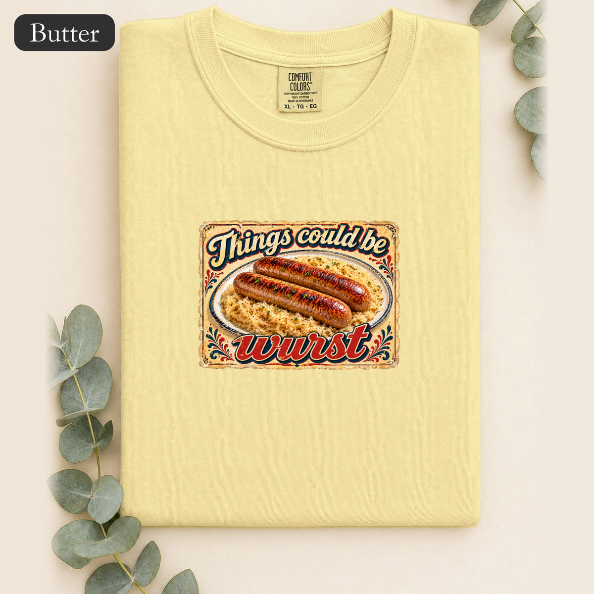 Things Could Be Wurst bratwurst illustration Shirt | vintage diner graphic