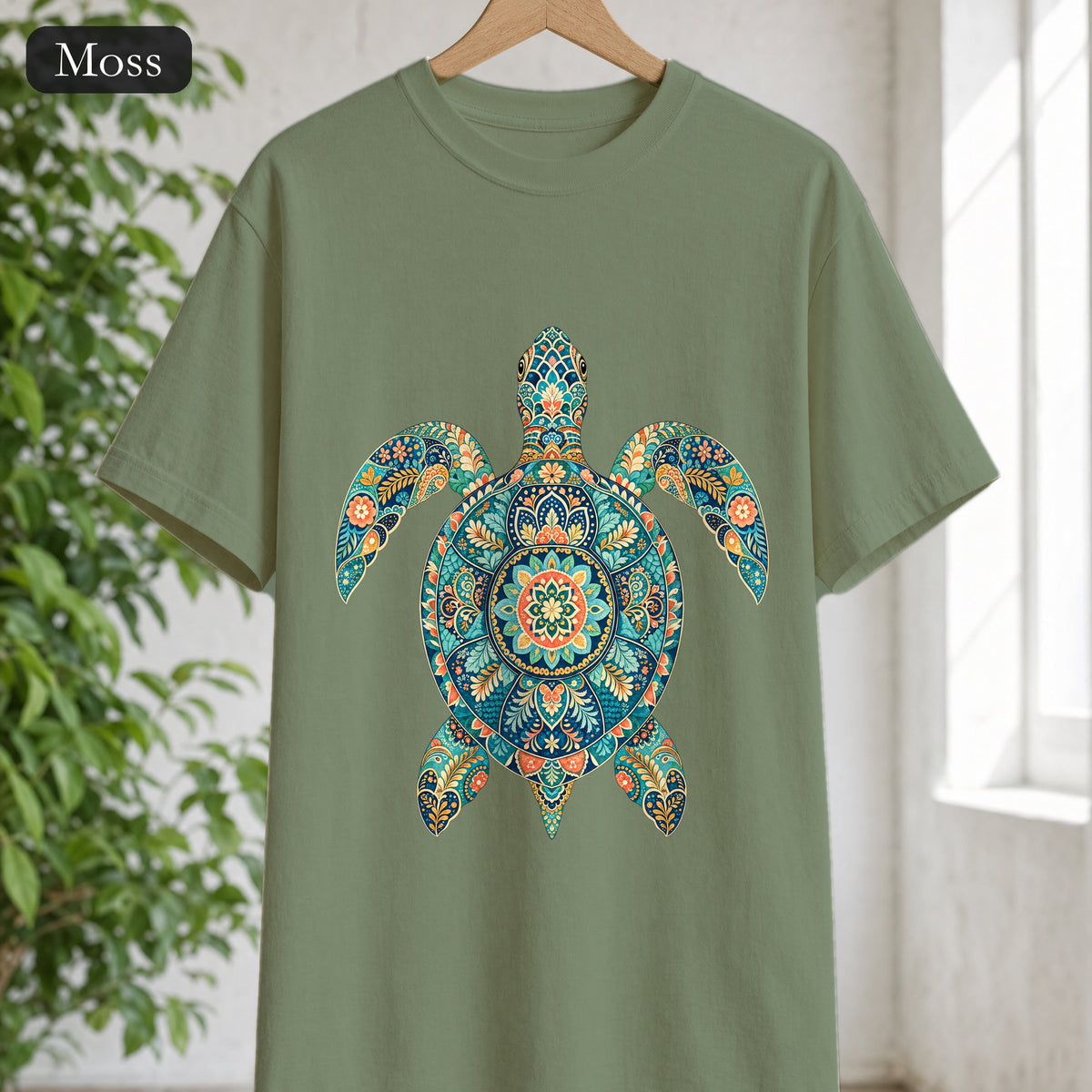 Boho Sea Turtle Shirt, Folk Art Turtle Tee, Japanese Pattern Ocean Lover Gift, Vintage Floral Turtle Sweatshirt