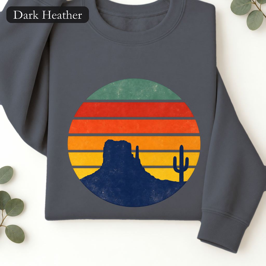 Retro Sunset Desert Shirt, Vintage Cactus Tee, Southwest Nature Gift, 70s Landscape Sweatshirt