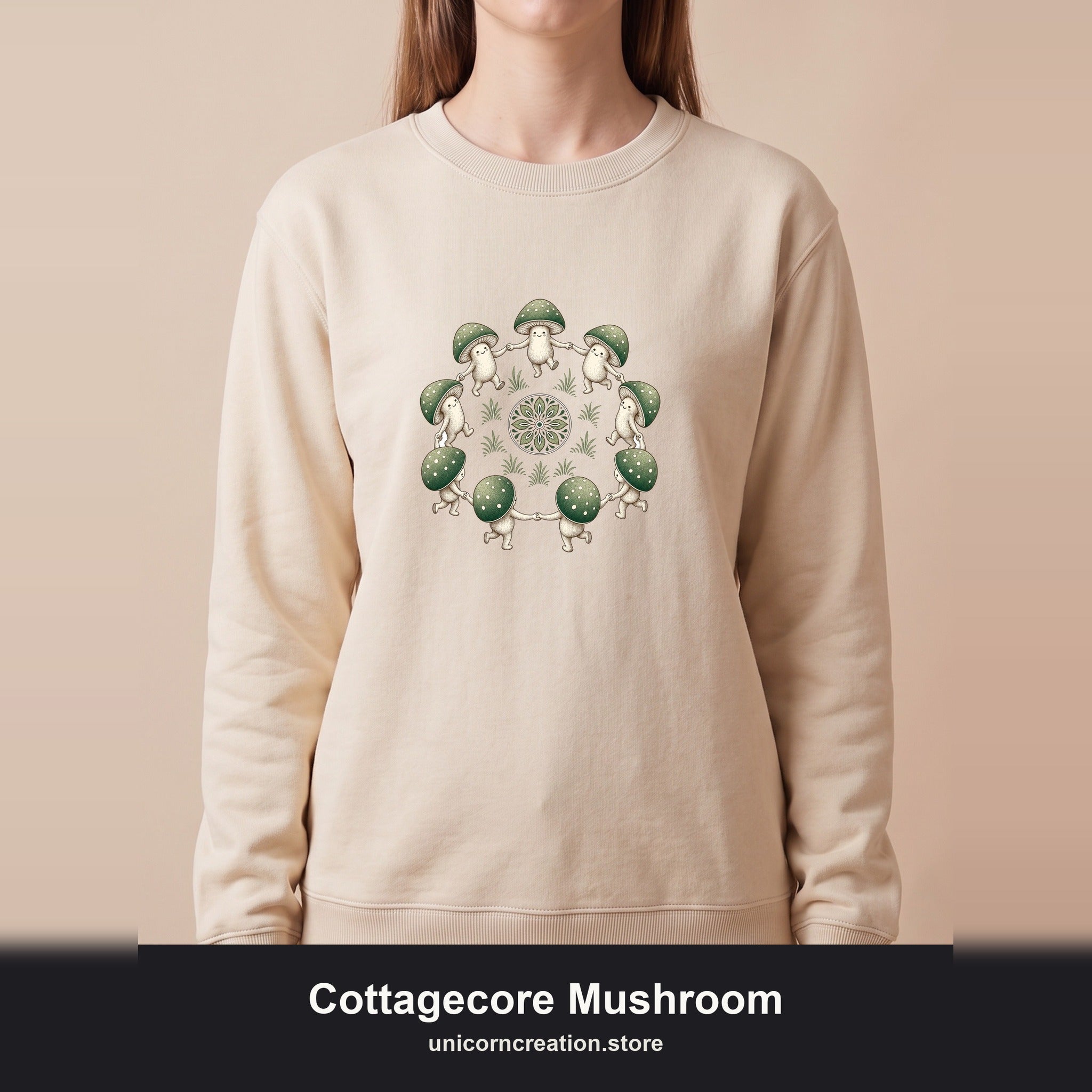 Cottagecore Mushroom Shirt, Sage Green Fairy Ring Tee, Goblincore Nature Gift, Whimsical Mushroom Sweatshirt