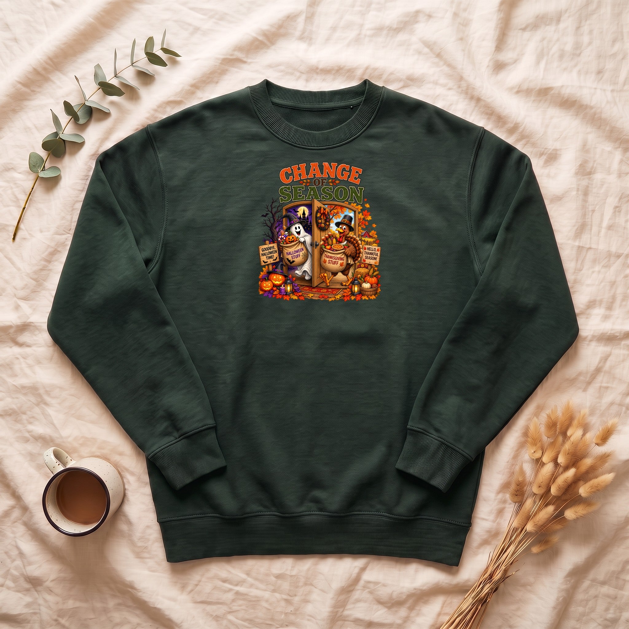 Change Season crewneck sweatshirt | Halloween autumn pumpkins spooky tombstones