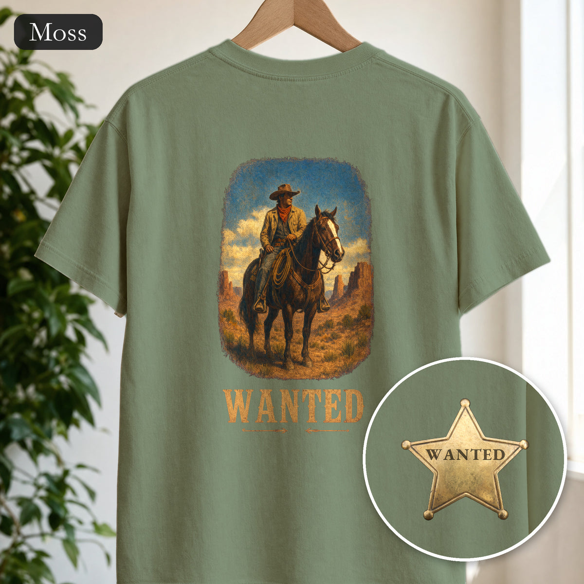 Wanted Cowboy Shirt, Vintage Western Wanted Poster Tee, Desert Outlaw Tee, Sheriff Star Cowboy Gift