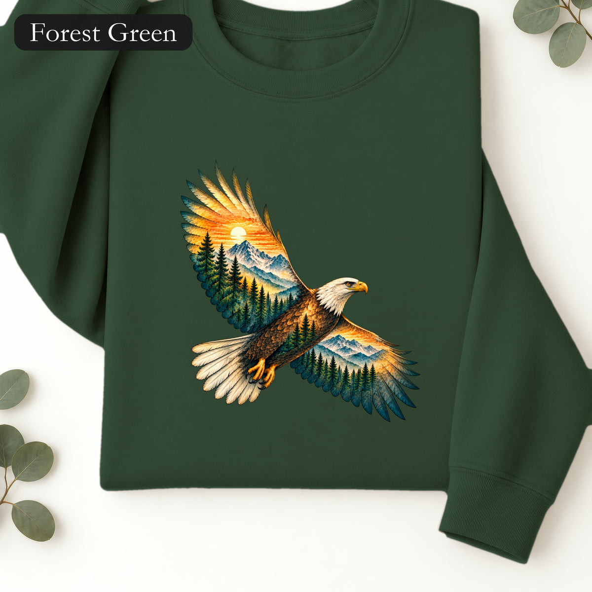 Soaring Eagle Mountain Scene Sweatshirt | Nature Bird Graphic