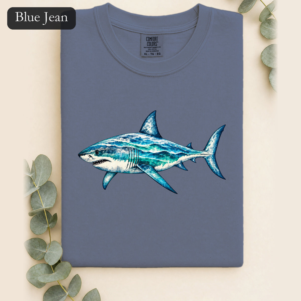 Blue Watercolor Shark Shirt | Ocean Fish Illustration