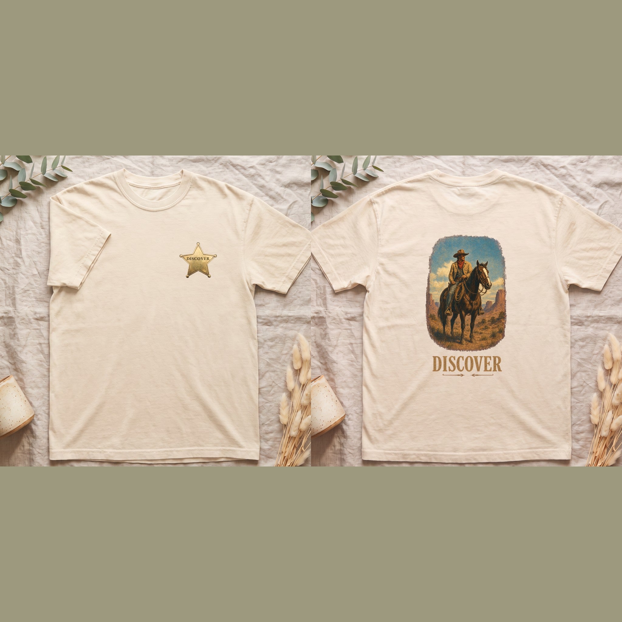 Discover Cowboy Shirt, Vintage Western Horse Tee, Desert Rodeo Tee, Sheriff Star Cowboy Gift