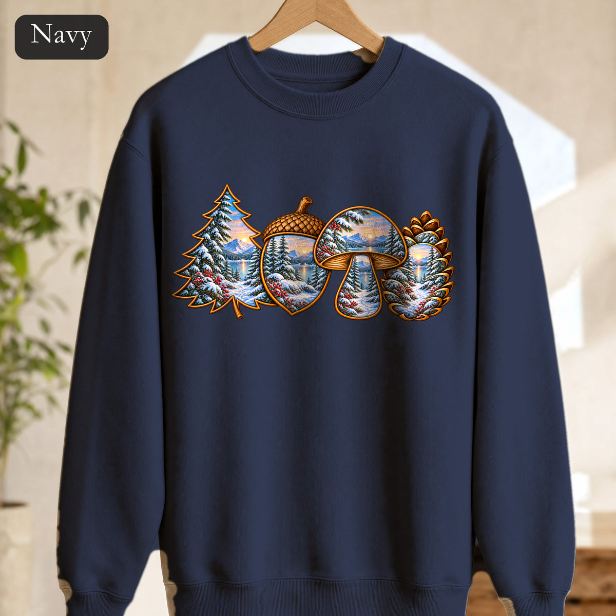 Winter Forest Crewneck, Vintage Cabin Nature Sweatshirt