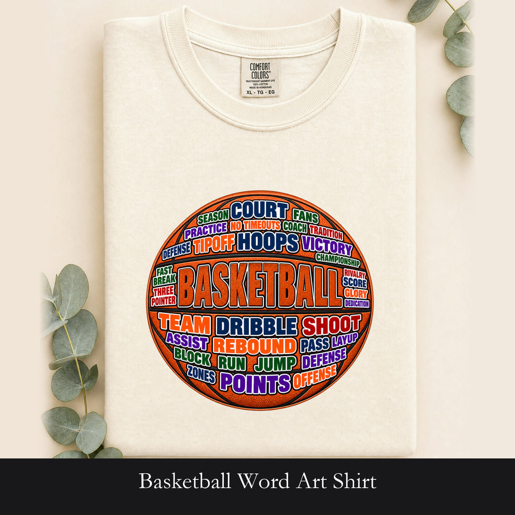 Basketball Word Art Shirt | Basketball Typography Tee