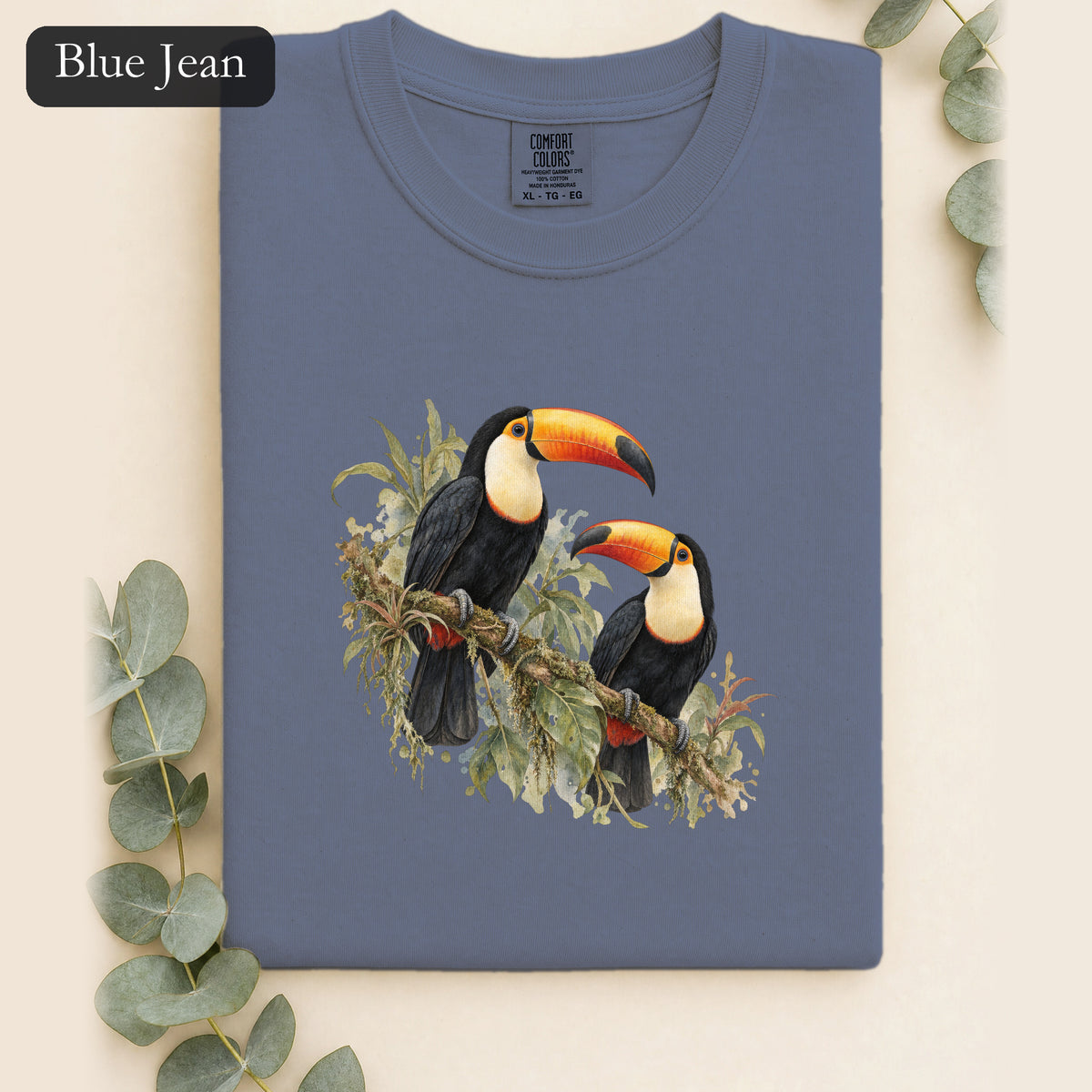 Toucan Pair Tropical Bird Shirt | Botanical Illustration