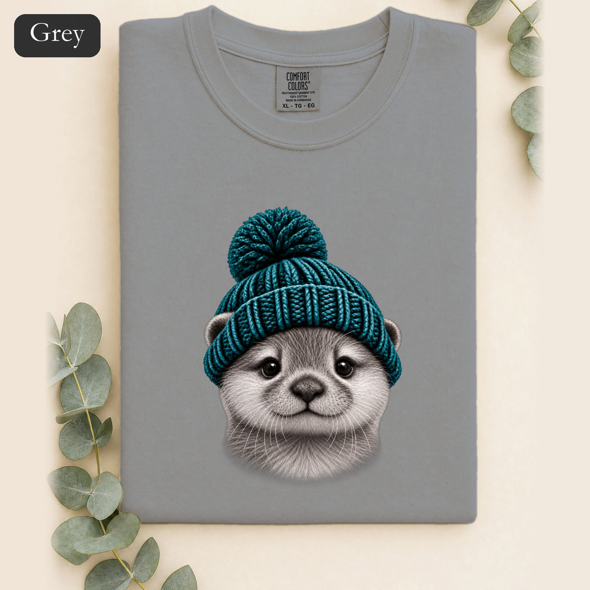 Otter Wearing Beanie Shirt | Cute Animal Illustration