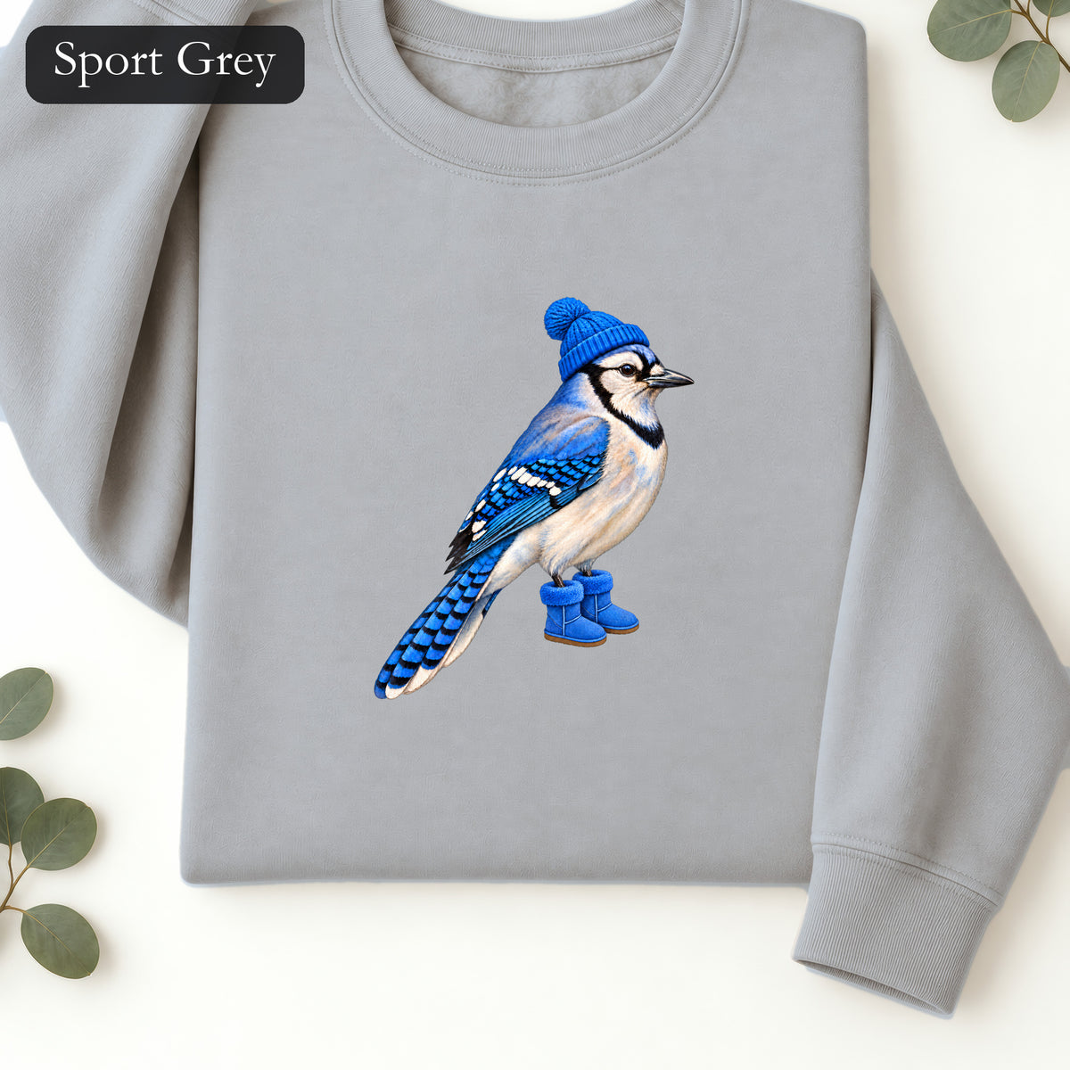 Blue Jay Illustration Crewneck Sweatshirt | Bird Graphic, Nature Theme