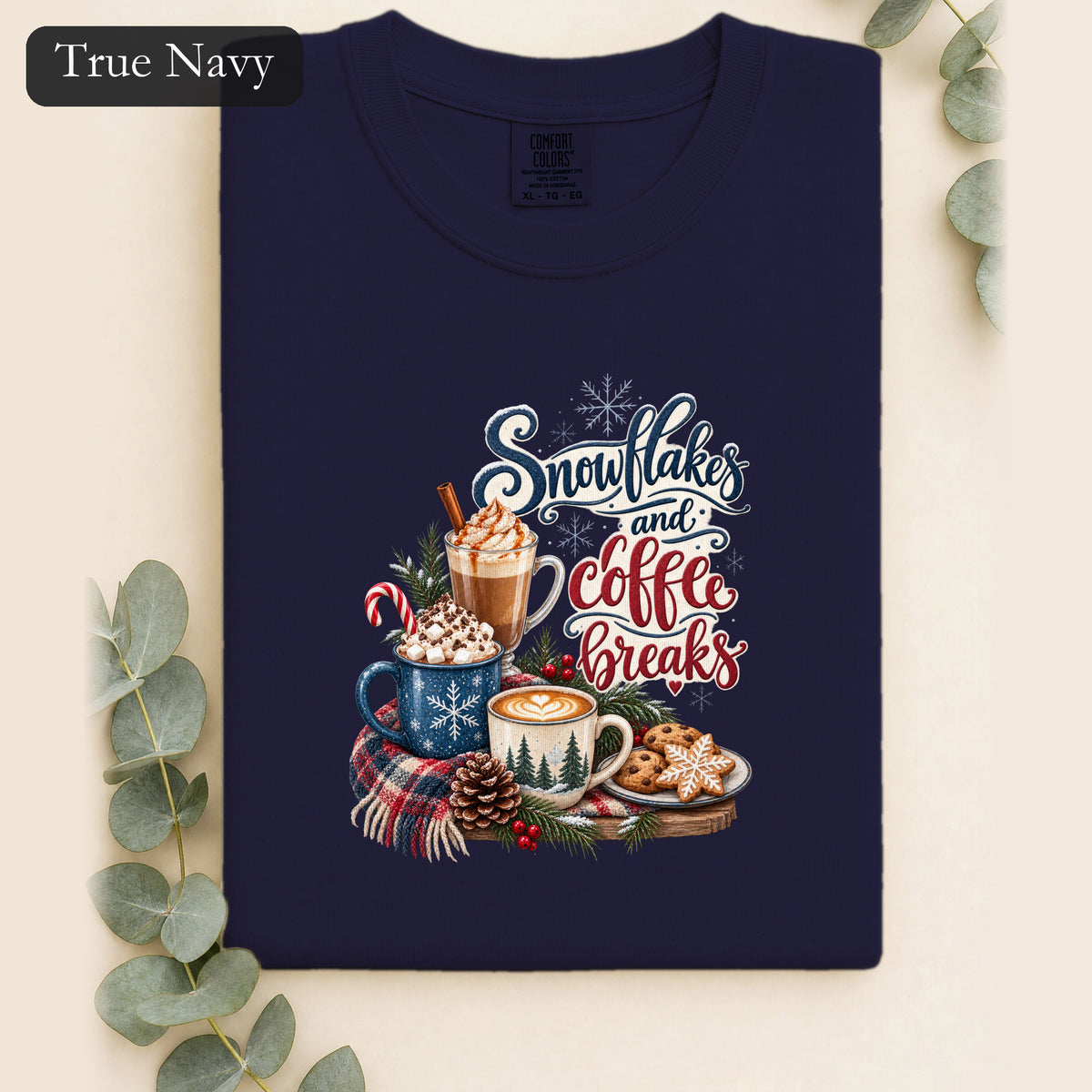 Snowflakes and Coffee Break Shirt | Winter Hot Cocoa Mug Design