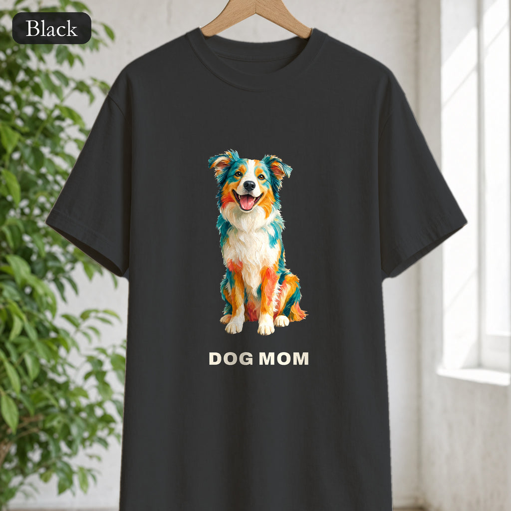 Dog Mom Shirt, Vibrant Painterly Dog Tee, Bold Dog Lover Gift, Colorful Dog Owner Sweatshirt