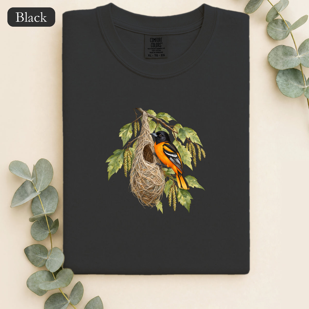 Oriole on Autumn Branch Shirt | Fall Bird Illustration