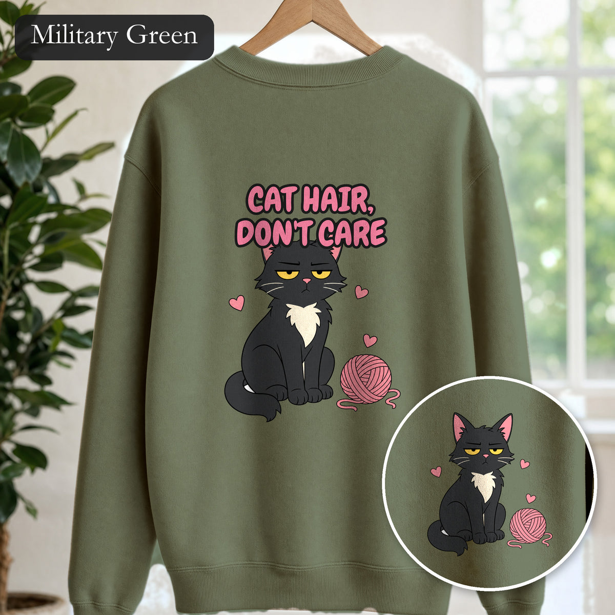 Cat Hair Don't Care Shirt, Funny Cat Mom Tee, Cat Lover Gift, Cat Owner Sweatshirt