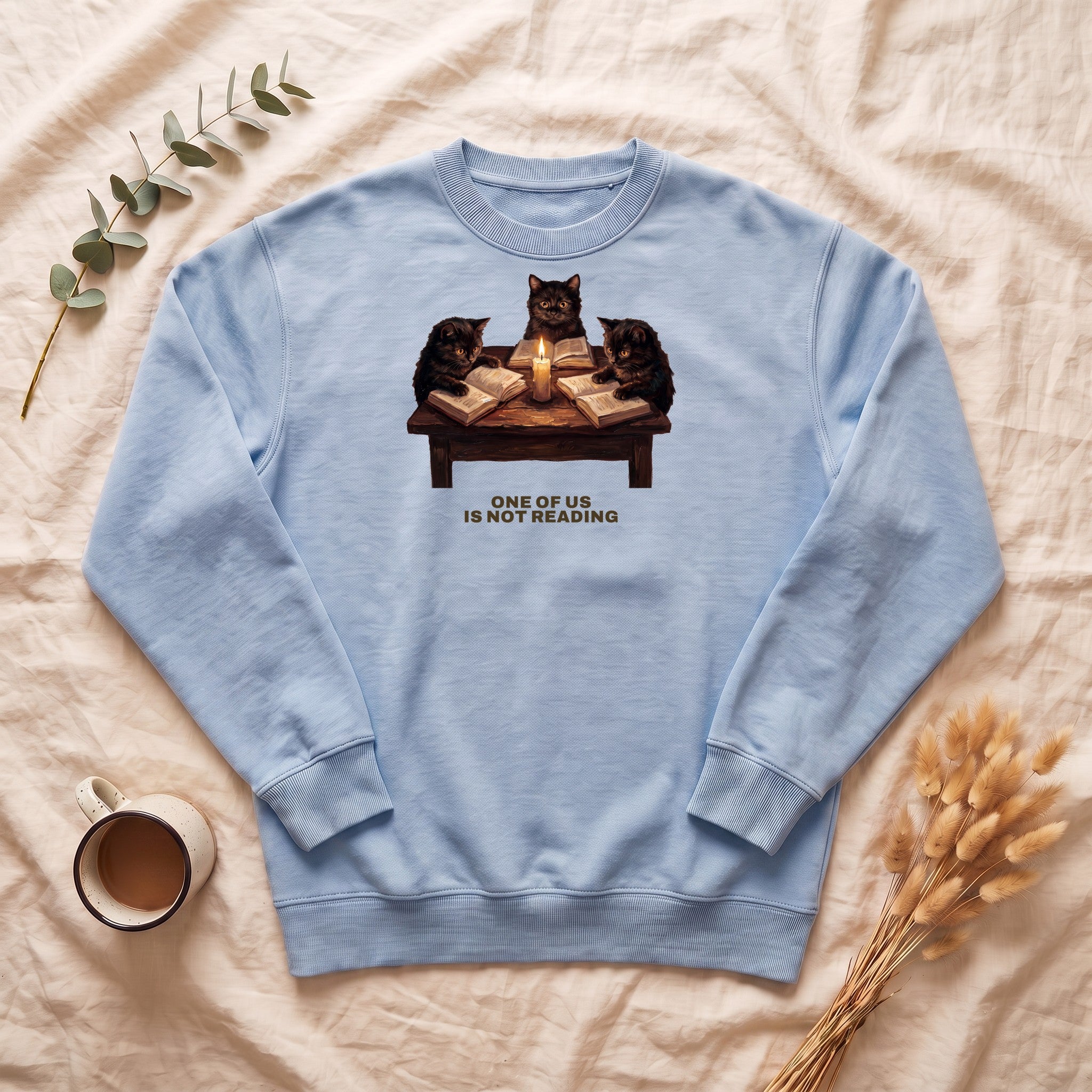 Book Club Cats Sweatshirt, One Of Us Is Not Reading Crewneck, Funny Book Club Group Sweatshirt, Reader Cat Lover Gift