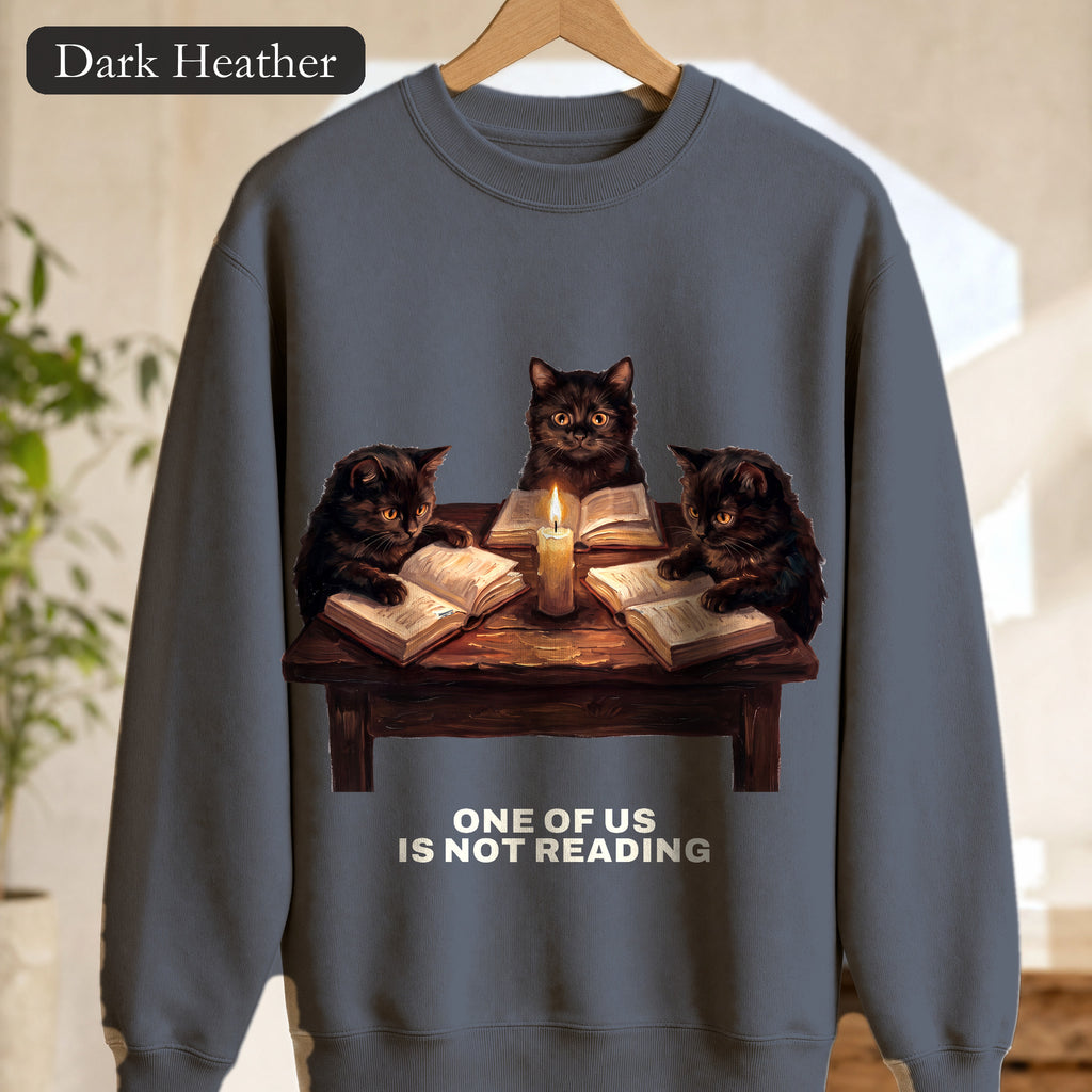 Book Club Cats Sweatshirt, One Of Us Is Not Reading Crewneck, Funny Book Club Group Sweatshirt, Reader Cat Lover Gift