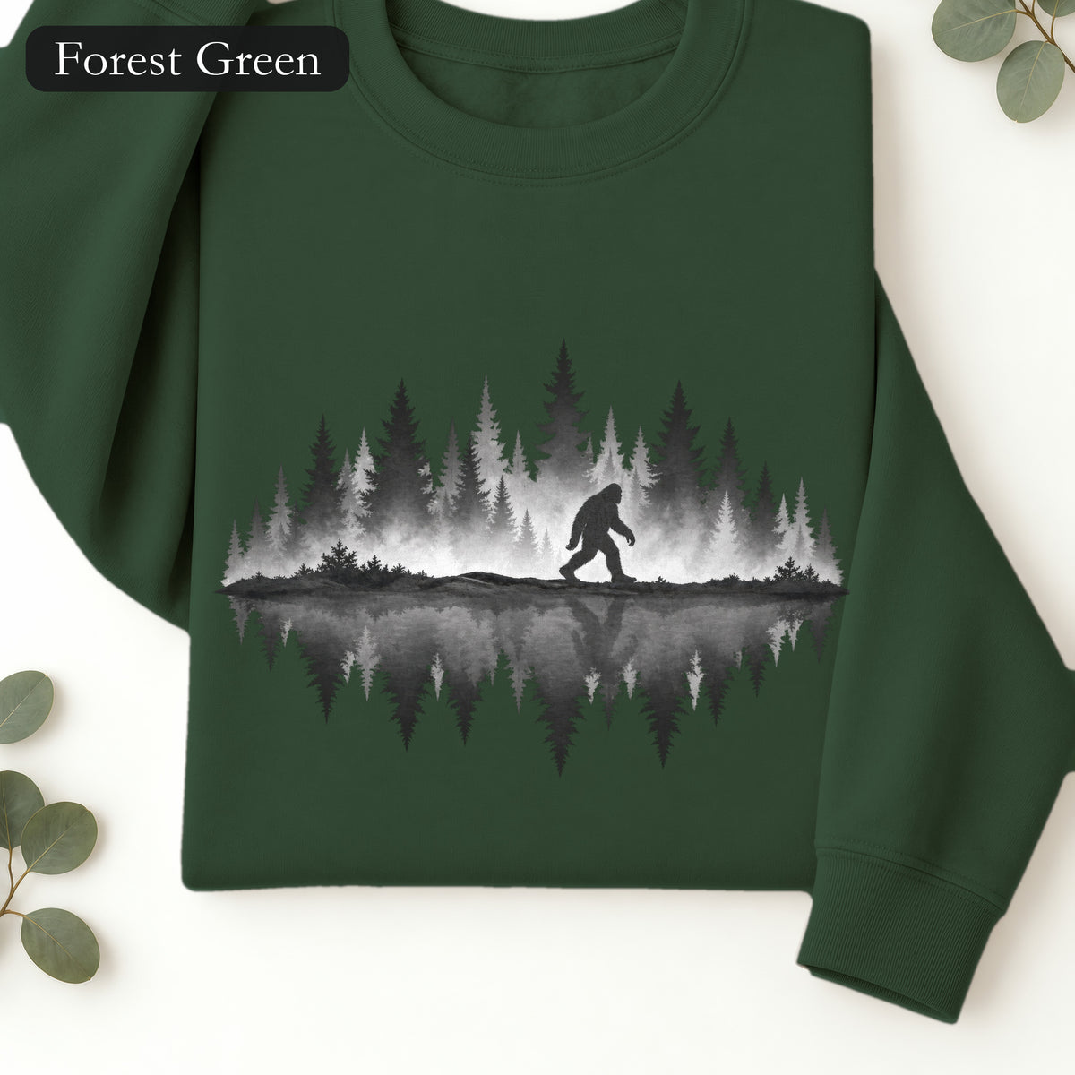 Bigfoot Silhouette Forest Crewneck Sweatshirt