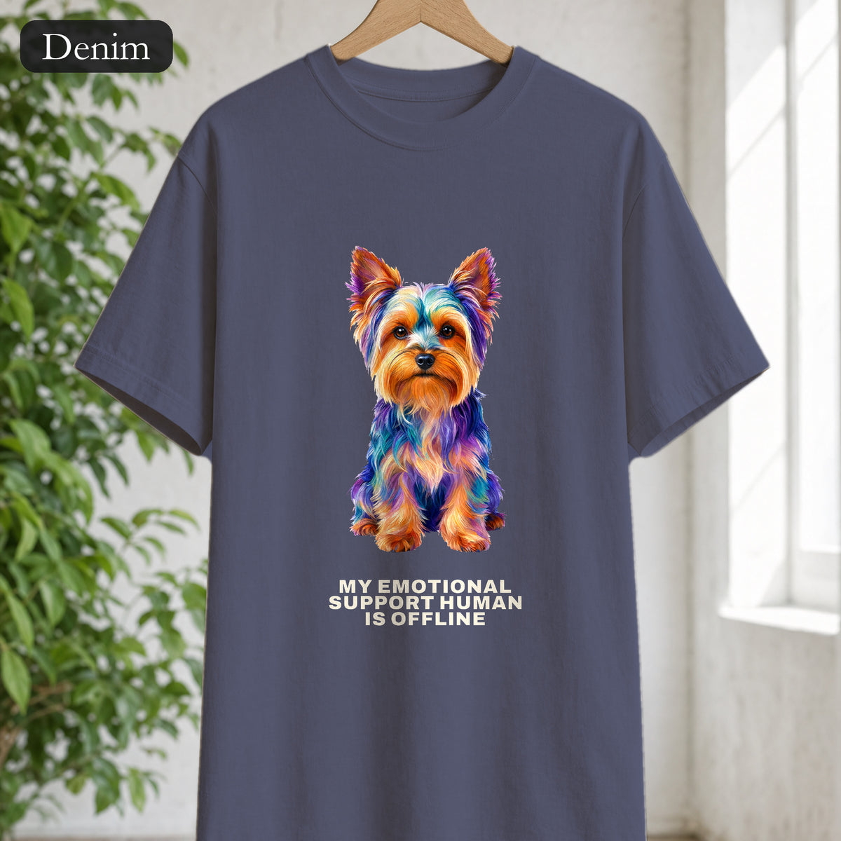 Yorkie Shirt, My Emotional Support Human Is Offline Tee, Funny Yorkshire Terrier Dog Mom Gift, Dog Lover Sweatshirt