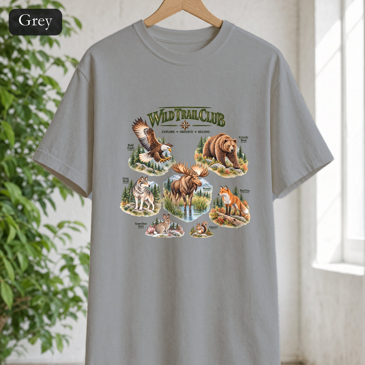 Wild Trail Club Shirt, Woodland Animals Tee, Walk Steady Go Far, Hiking Nature Lover Gift