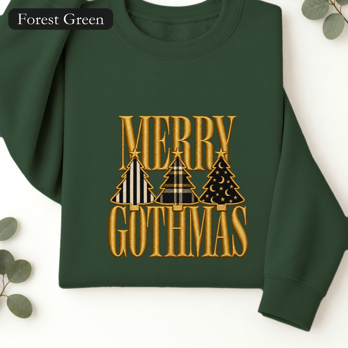 Merry Gothmas Sweatshirt | Gothic Christmas Tree Typography