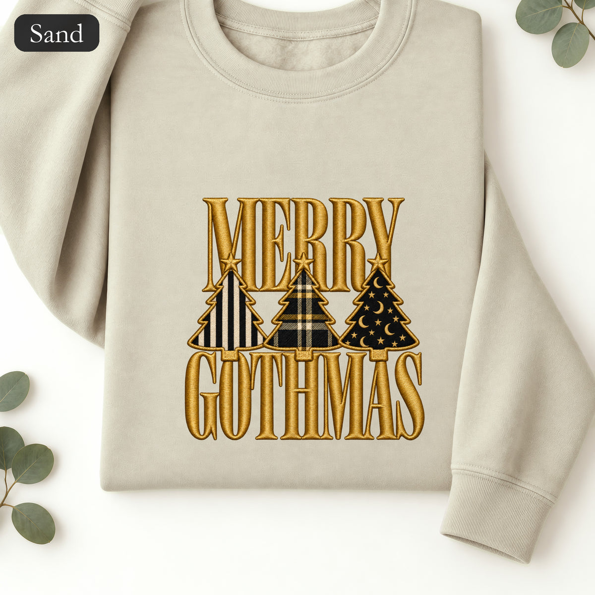 Merry Gothmas Sweatshirt | Gothic Christmas Tree Typography