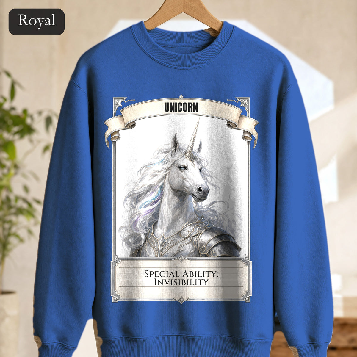 Unicorn Invisibility Stat Card Shirt, Funny RPG Gamer Tee, Tabletop D20 Fantasy Gift, Dungeon Dice Sweatshirt