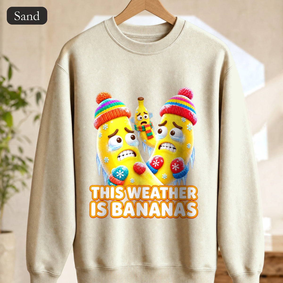 This Weather Is Bananas Sweatshirt, Funny Freezing Banana Crewneck, Winter Fruit Pun Gift, Cold Weather Humor Sweatshirt