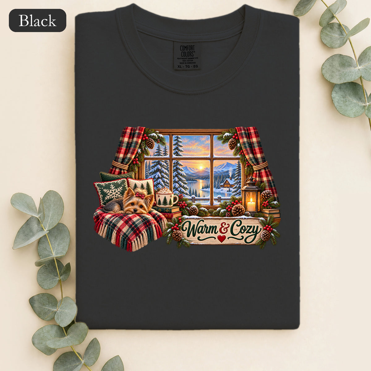 Warm & Cozy Cabin Window Shirt | Winter Lodge Plaid Decor