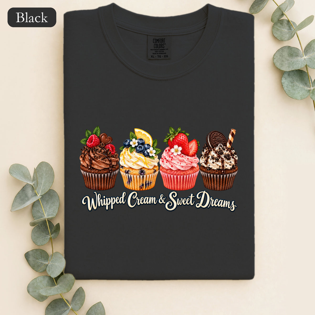 Cupcake Row shirt | Whipped Cream & Sweet Dreams dessert design