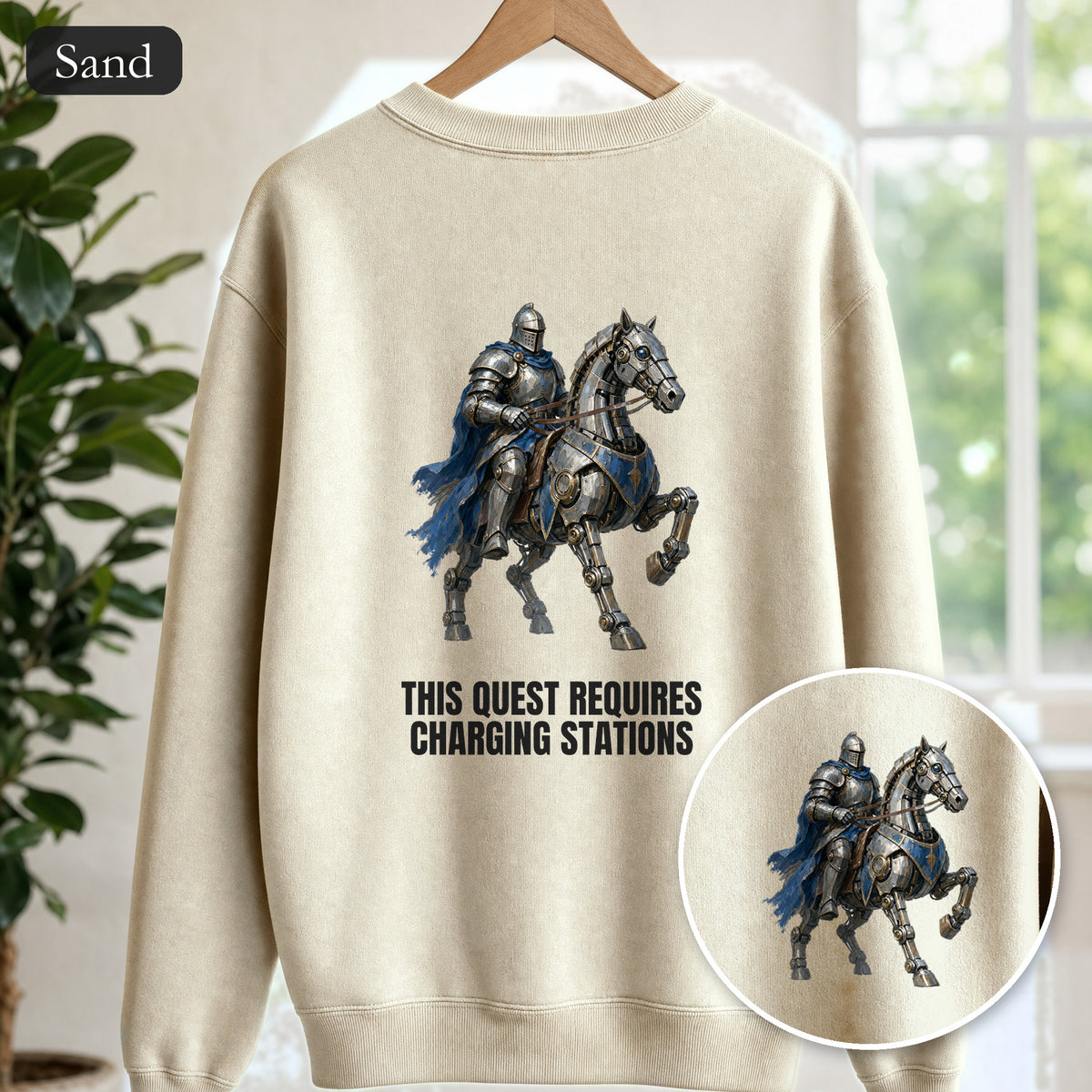 This Quest Requires Charging Stations Shirt, Knight Robot Horse Tee, Funny Gamer Tech Gift, Sci-Fi Fantasy Sweatshirt