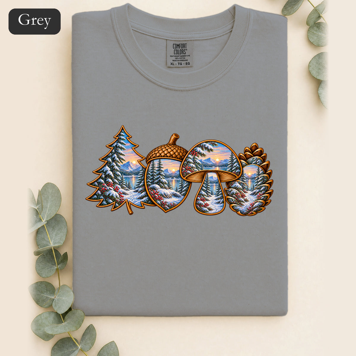 Winter Forest Tee, Vintage Cabin Nature Shirt