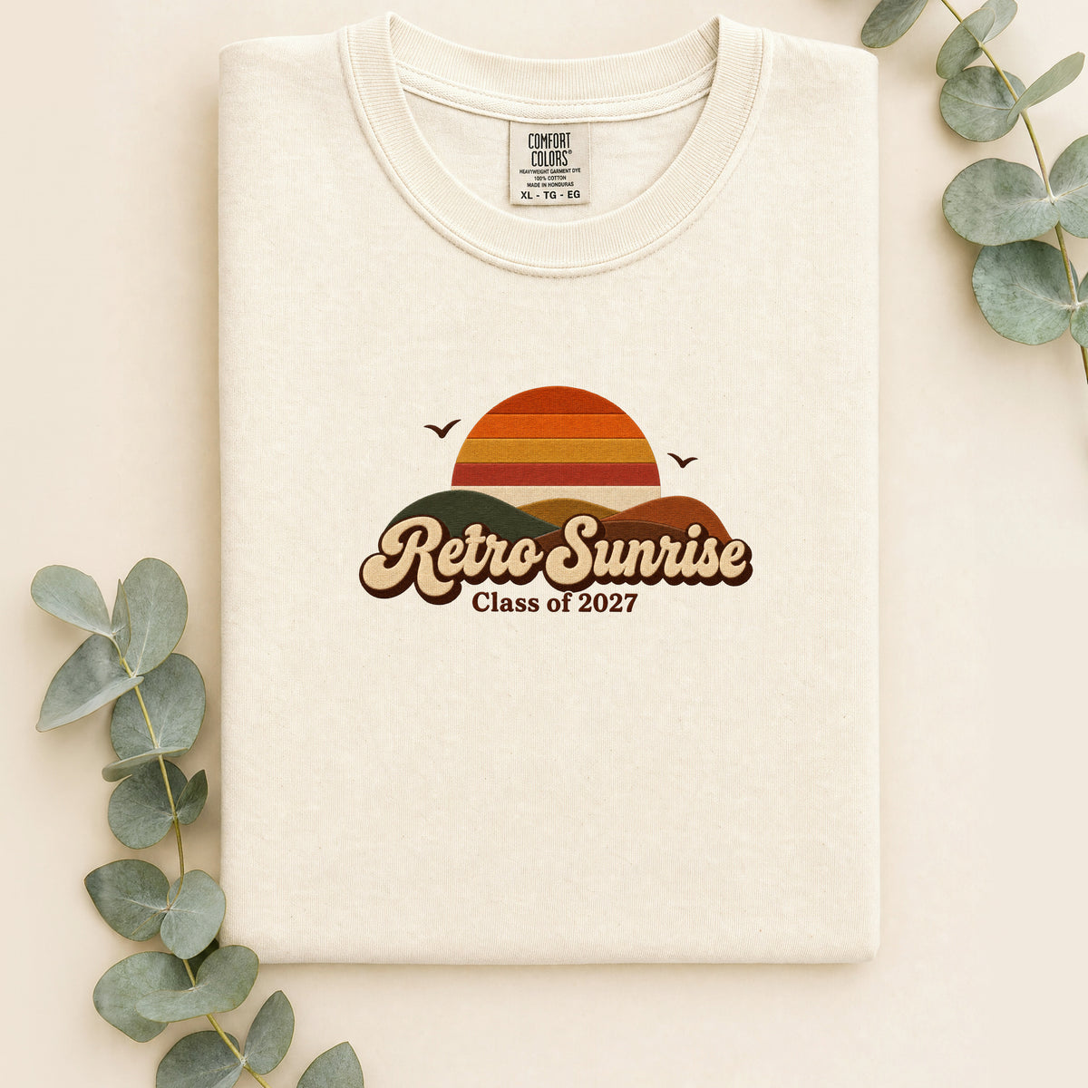 Retro Sunrise Shirt | Faux Embroidery