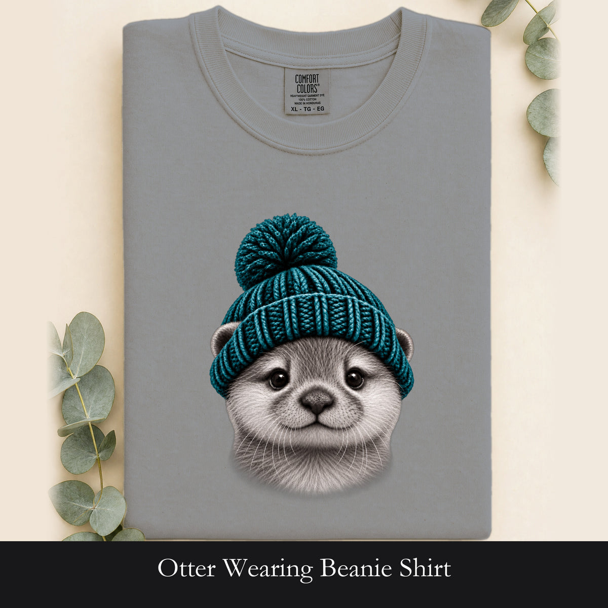Otter Wearing Beanie Shirt | Cute Animal Illustration