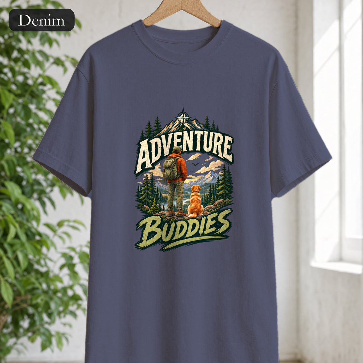 Adventure Buddies Shirt, Dog and Human Hiking Tee, Matching Dog Owner Gift, Painterly Outdoor Shirt