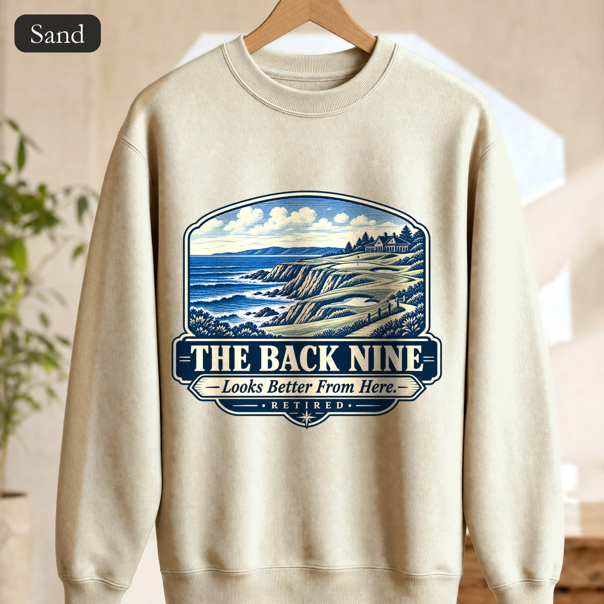 The Back Nine Sweatshirt, Scenic Golf Coast Crewneck, Vintage Golf Course Graphic, Golfer Gift