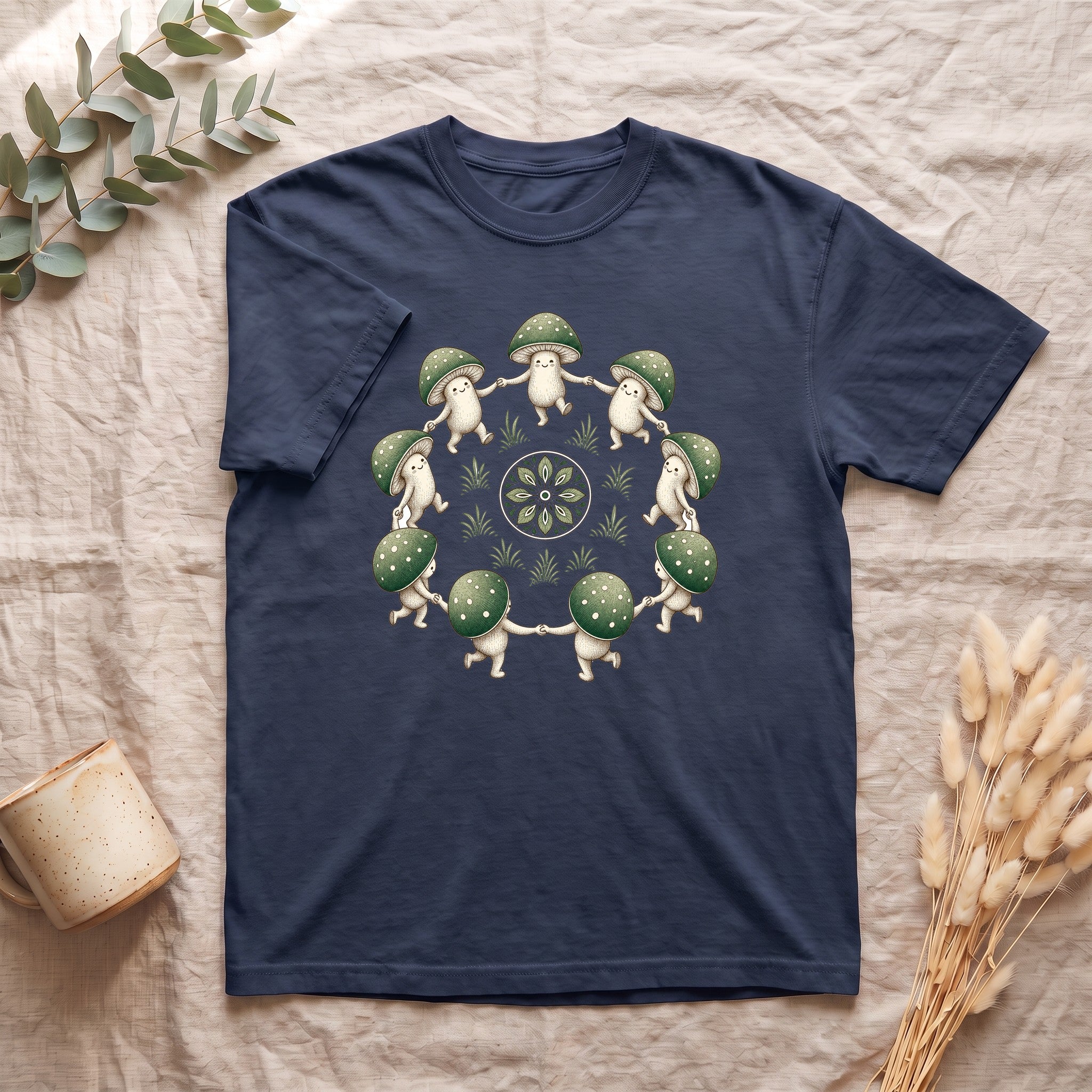 Cottagecore Mushroom Shirt, Sage Green Fairy Ring Tee, Goblincore Nature Gift, Whimsical Mushroom Sweatshirt