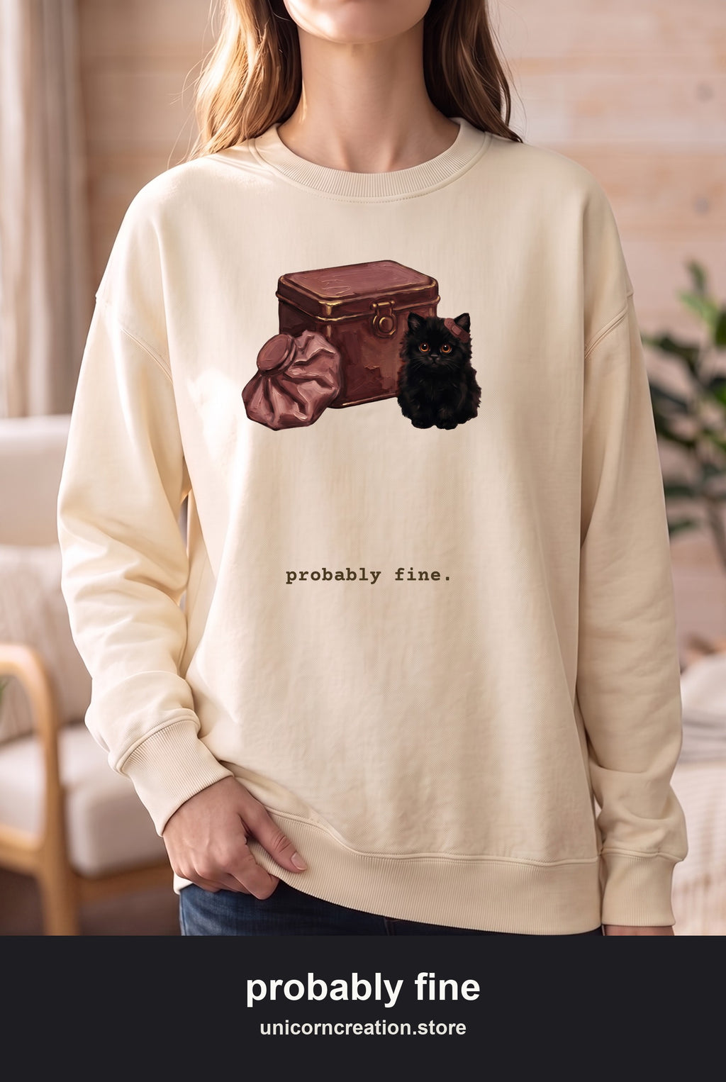 Probably Fine School Nurse Cat Sweatshirt, Funny Nurse Crewneck, First Aid Cat Nurse Sweatshirt, Nurse Appreciation Gift