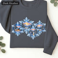 Snowflake Scenic Sunset Crewneck Sweatshirt | Winter Lake Landscape