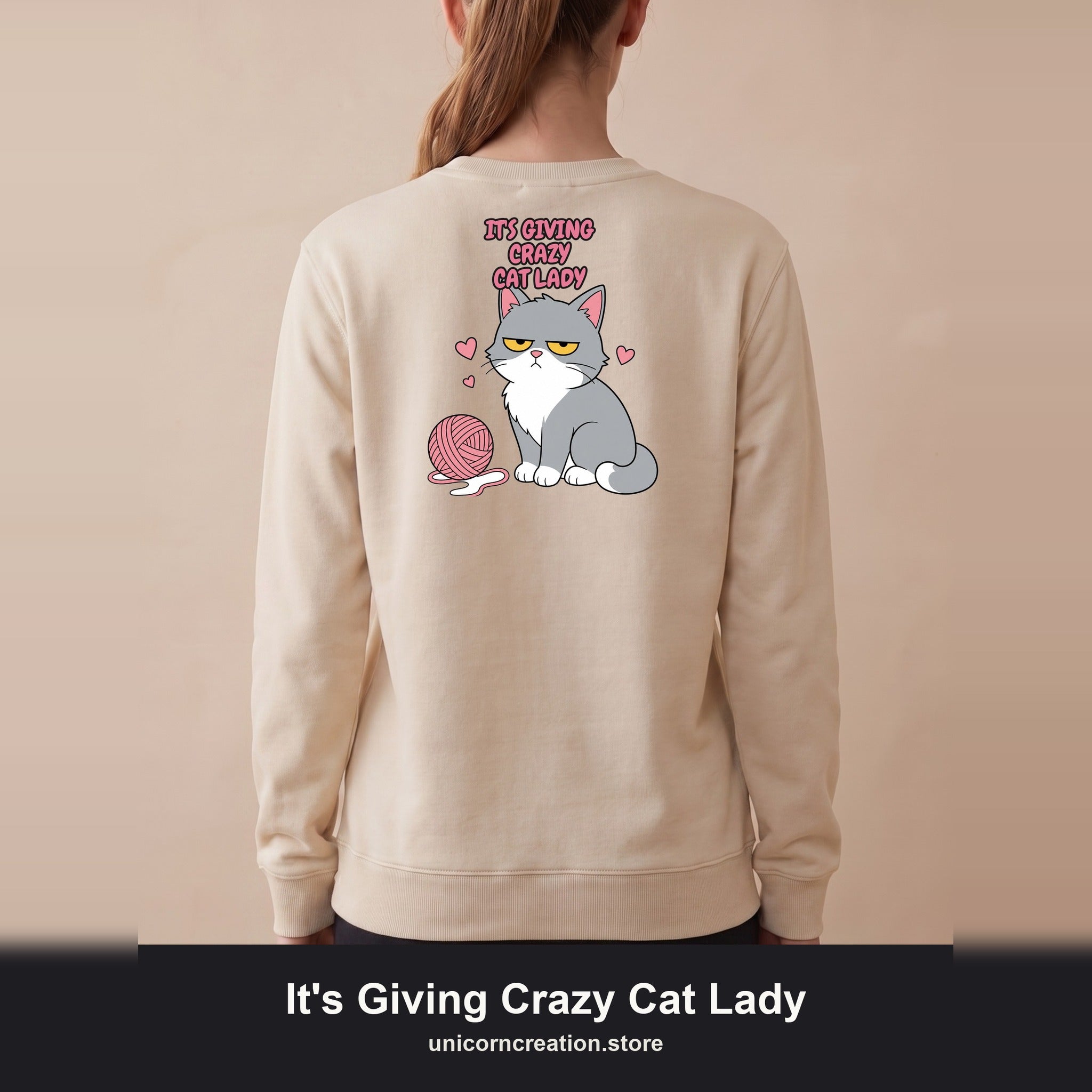It's Giving Crazy Cat Lady Shirt, Grey Cat Mom Tee, Cat Lover Gift, Funny Cat Owner Sweatshirt
