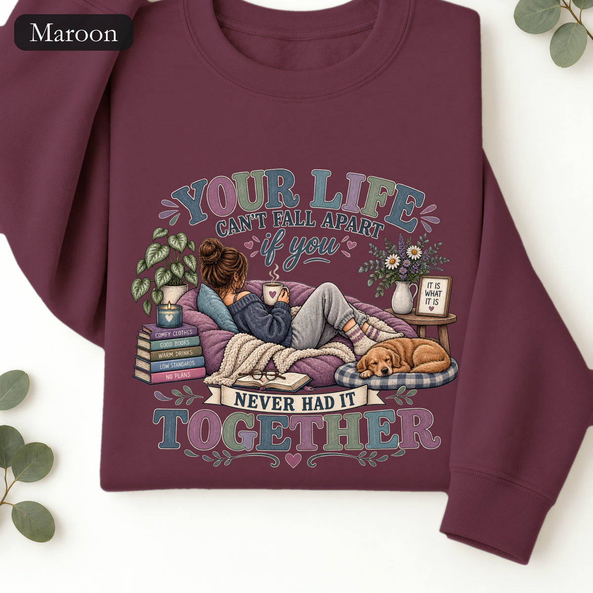 Your Life Your Cottagecore Aesthetic Sweatshirt | Cozy Reading Dog Design