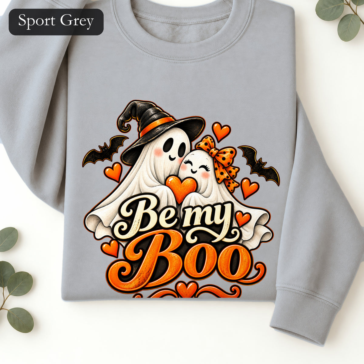 Be My Boo ghost couple Sweatshirt | Halloween spooky hearts