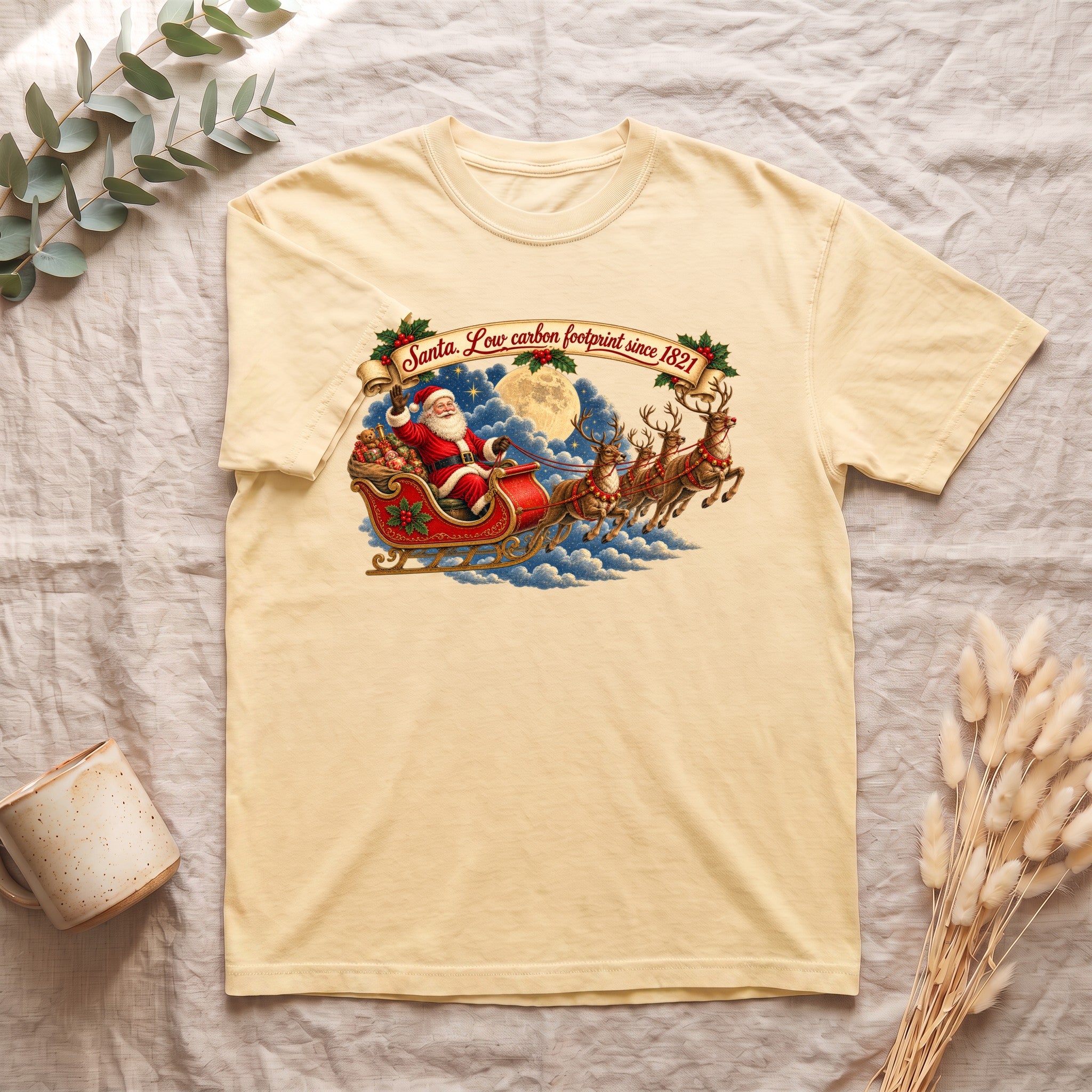 Santa Sleigh Night Ride Shirt | Vintage Christmas Holiday Tee
