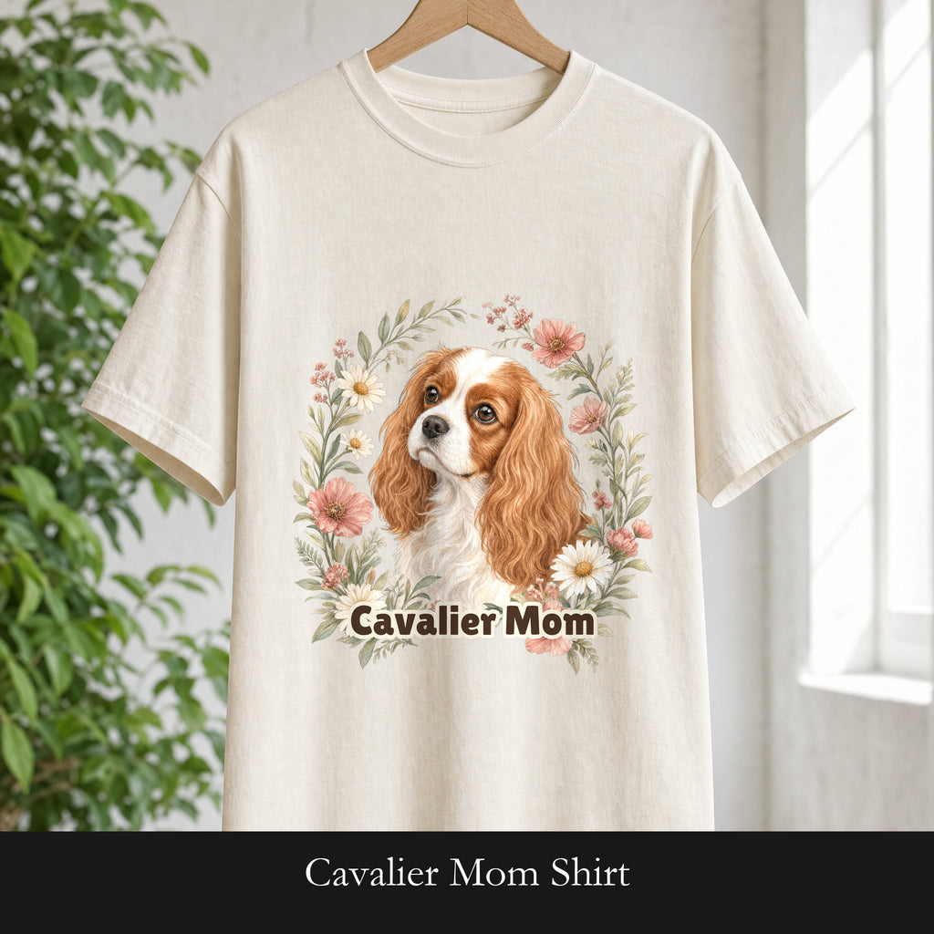 Cavalier Mom Shirt, Cavalier King Charles Spaniel Tee, Dog Mom Gift, Wildflower Dog Lover Sweatshirt