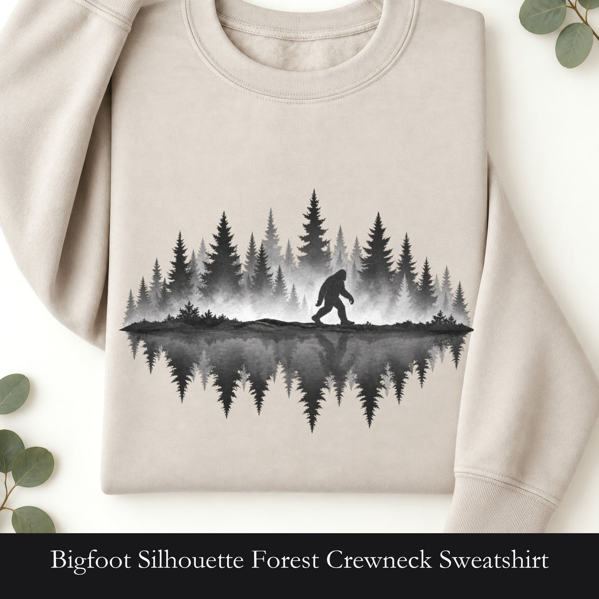 Bigfoot Silhouette Forest Crewneck Sweatshirt