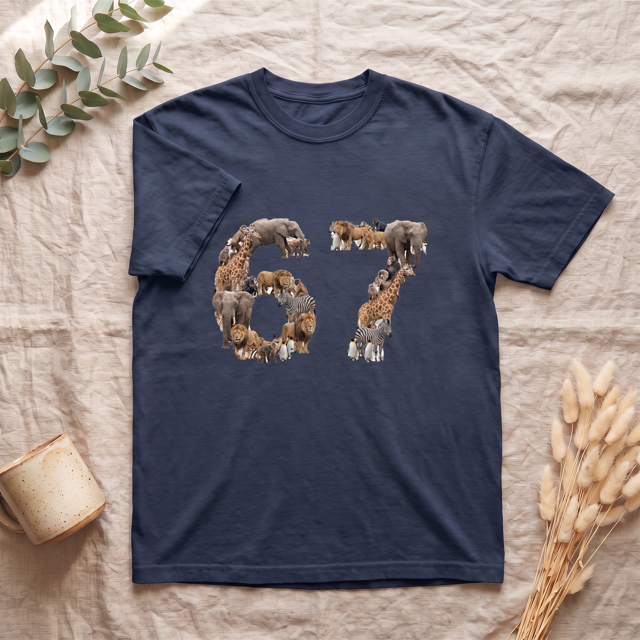 67 Zoo Animals Shirt, Funny 67 Meme Tee, Trendy Animal Number Gift, Giraffe Elephant Lion Sweatshirt
