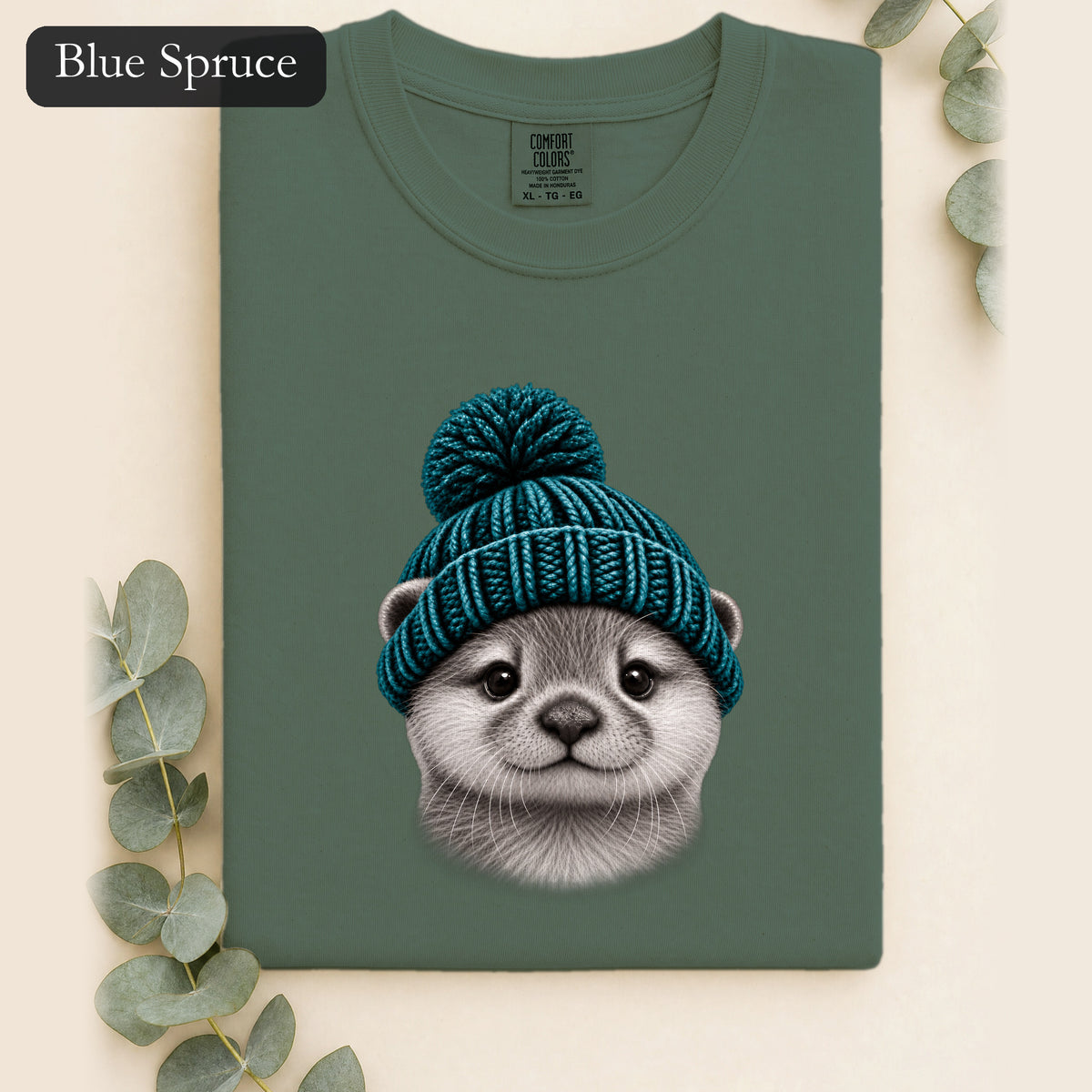 Otter Wearing Beanie Shirt | Cute Animal Illustration