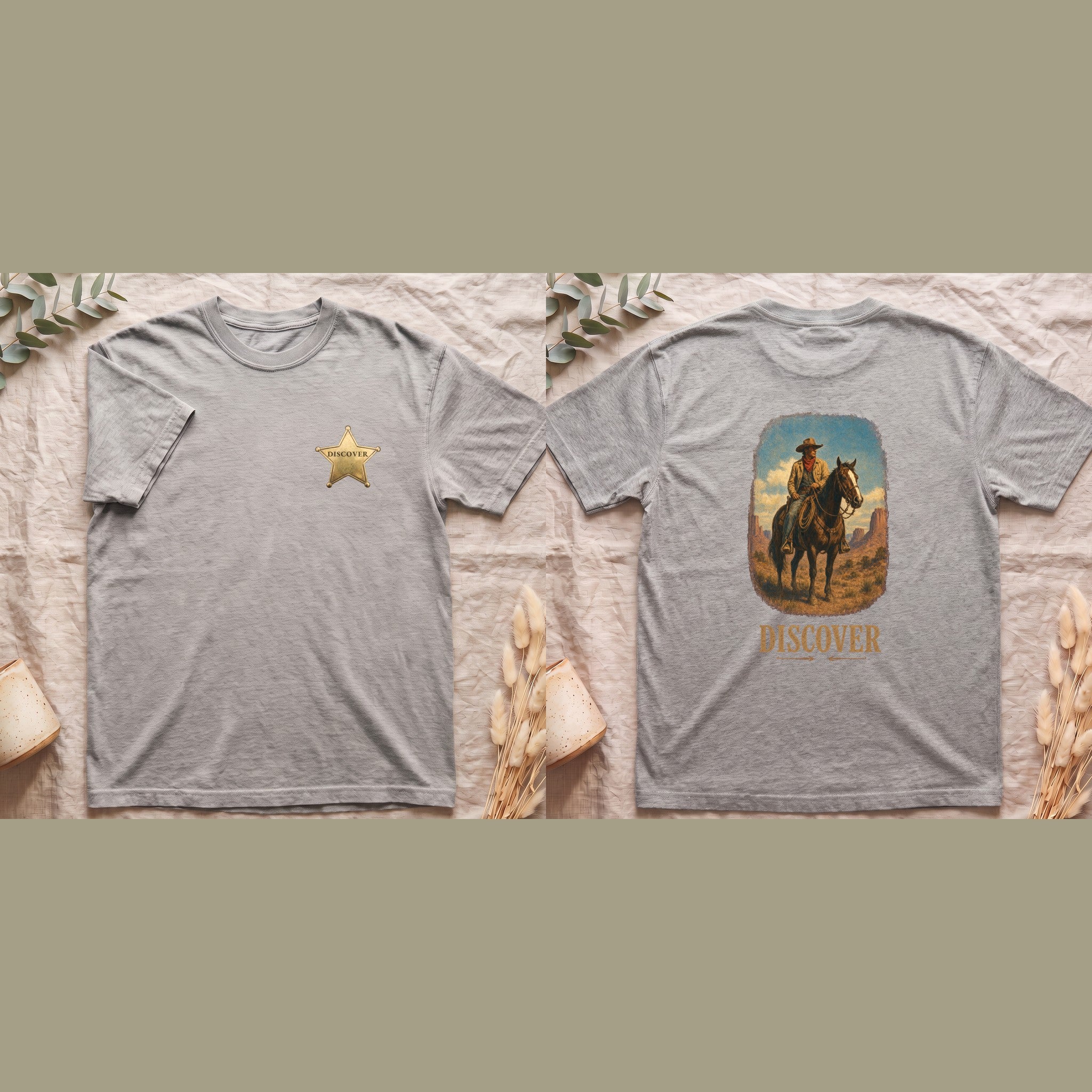 Discover Cowboy Shirt, Vintage Western Horse Tee, Desert Rodeo Tee, Sheriff Star Cowboy Gift