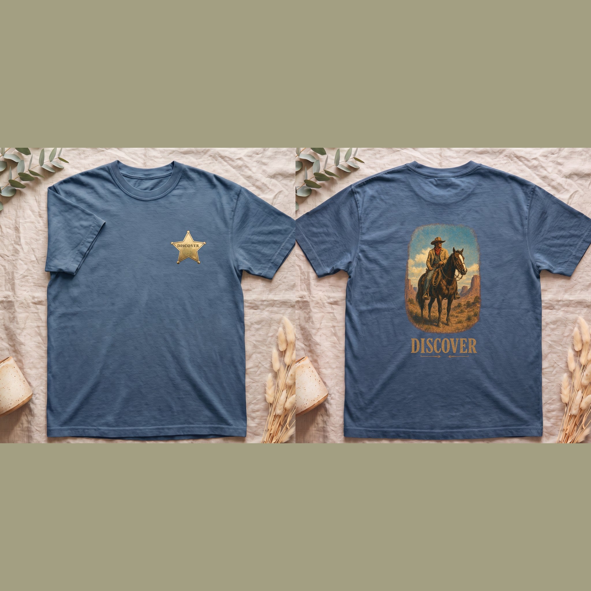 Discover Cowboy Shirt, Vintage Western Horse Tee, Desert Rodeo Tee, Sheriff Star Cowboy Gift